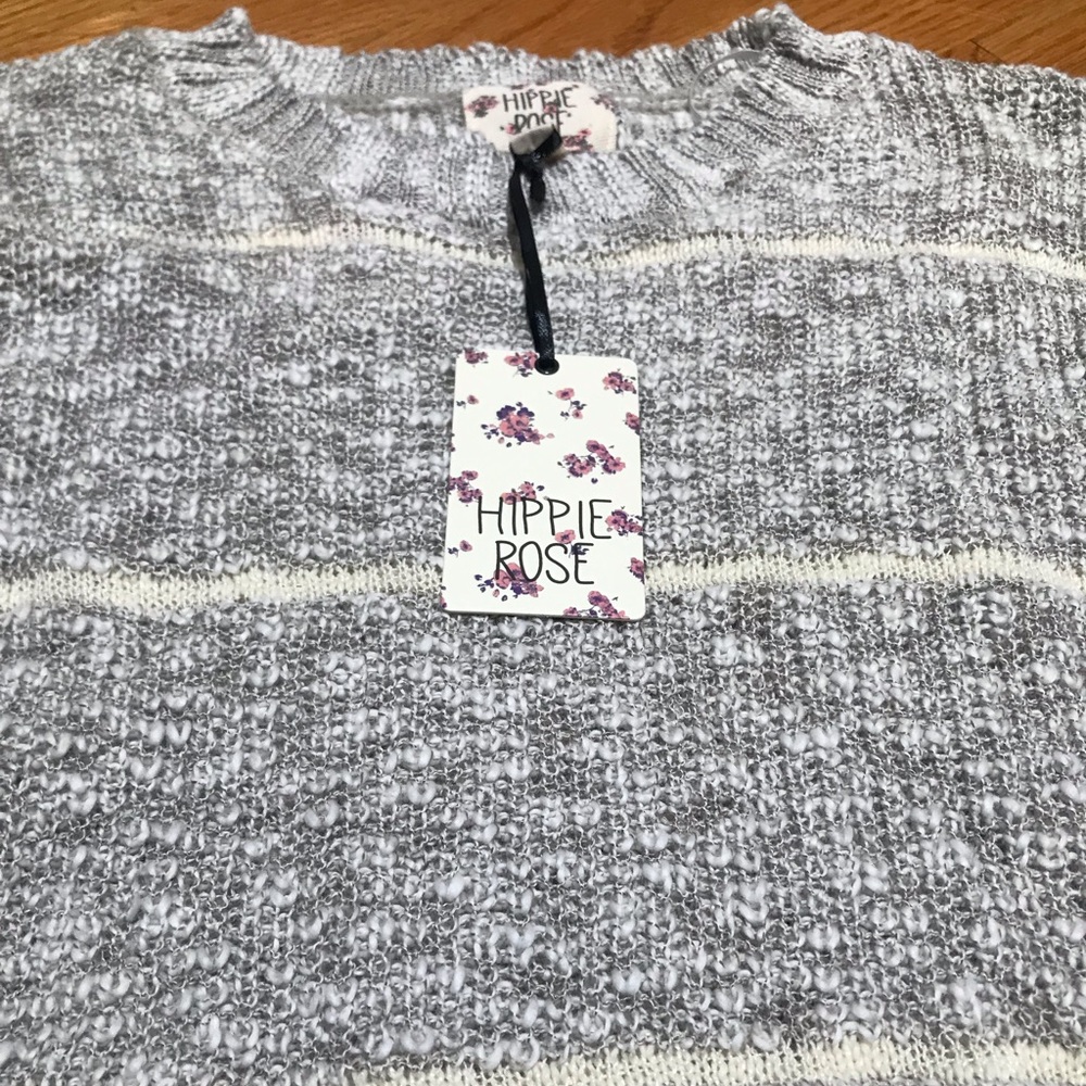 NWT Gray Hippie Rose Striped Sweater